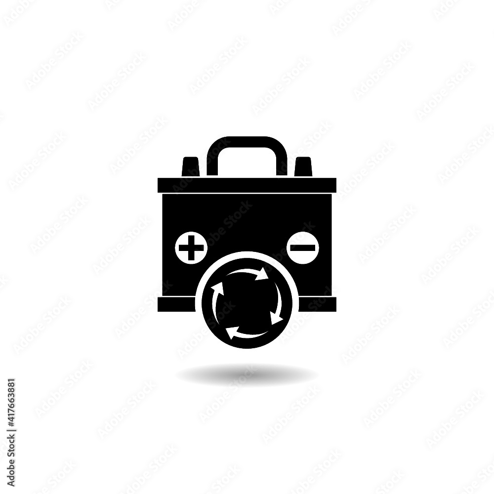 Battery replacement glyph icon with shadow Battery replacement glyph icon with shadow