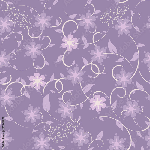 Decorative seamless flowers pattern. Delicate texture designs can be used for backgrounds, motifs, textile, wallpapers, fabrics, gift wrapping, templates. Vector