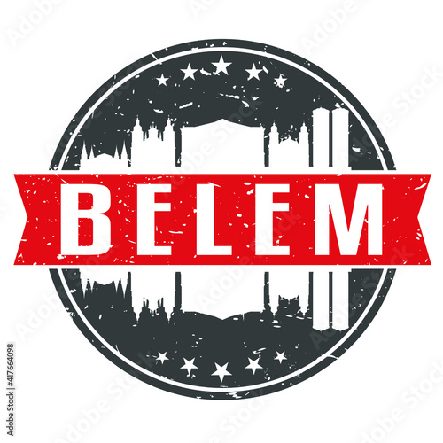 Belém, State of Pará, Brazil Round Travel Stamp. Icon Skyline City Design. Seal Tourism Vector Badge Illustration.