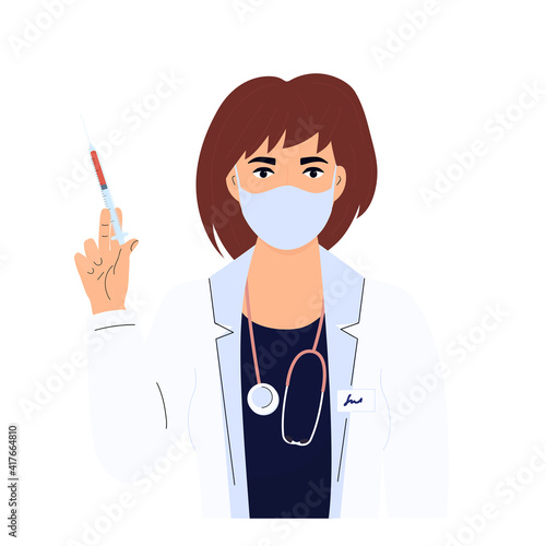 Female doctor. Woman in a white gown. Hospital staff