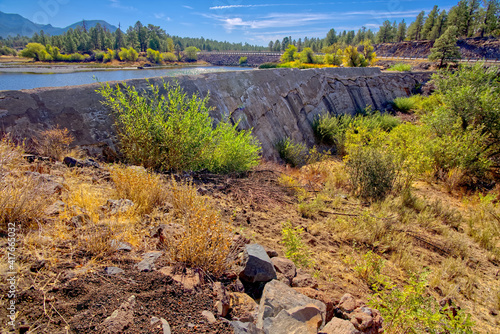 Crumbling wall of McLellan Reservoir near Williams, Arizona, USA photo