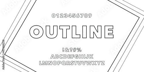 Modern abstract outline font and alphabet. Geometric technology font. Modern design letters and numbers. Simple font for logo, apps or web.