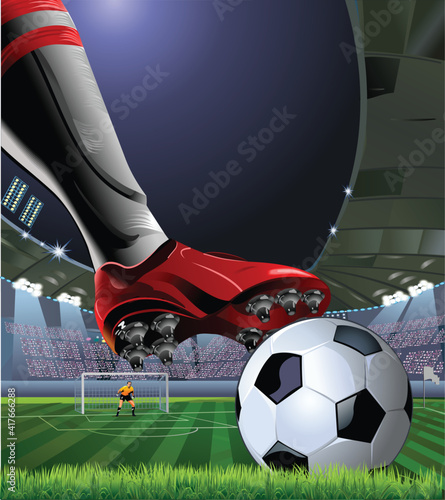 A soccer player prepares for a penalty shootout. Goalkeeper in goal preparing for a penalty kick