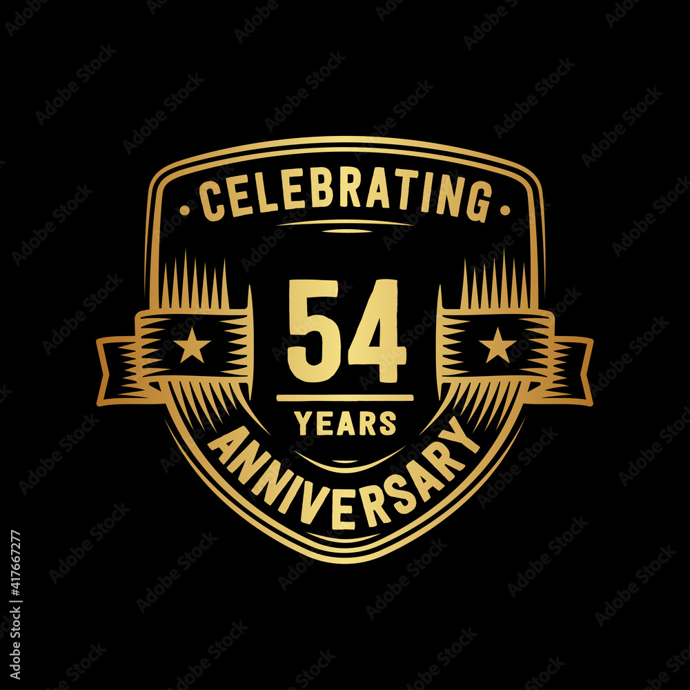 54 years anniversary celebration shield design template. Vector and illustration 54 years anniversary celebration shield design template. Vector and illustration