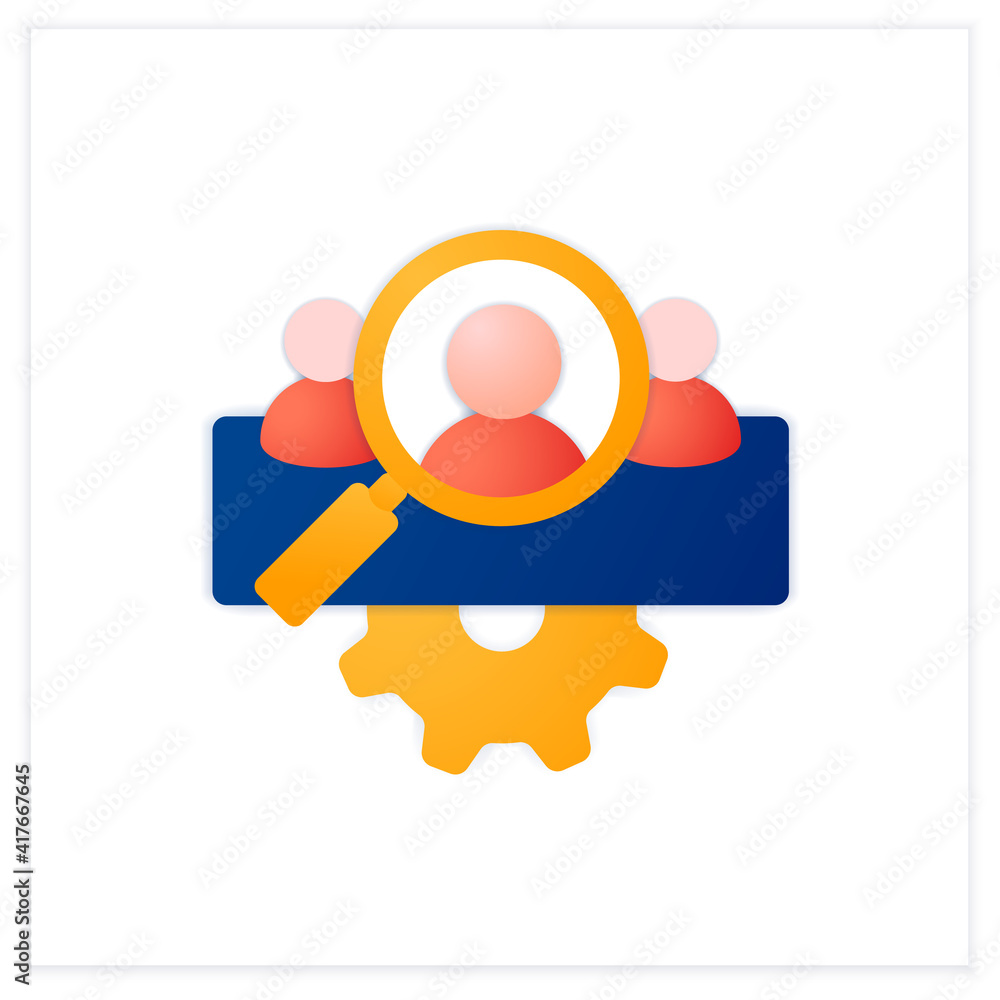 Management team identification flat icon.Searching for new employees or partners. Enrollment employees as part of team. Team building concept.3d vector illustration Management team identification flat icon.Searching for new employees or partners. Enrollment employees as part of team. Team building concept.3d vector illustration