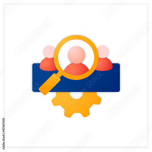 Management team identification flat icon.Searching for new employees or partners. Enrollment employees as part of team. Team building concept.3d vector illustration