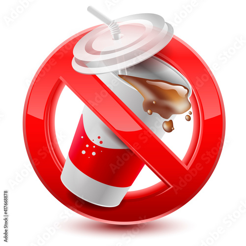 Forbidden no drinks allowed red sign, isolated on white background. Vector Illustration
