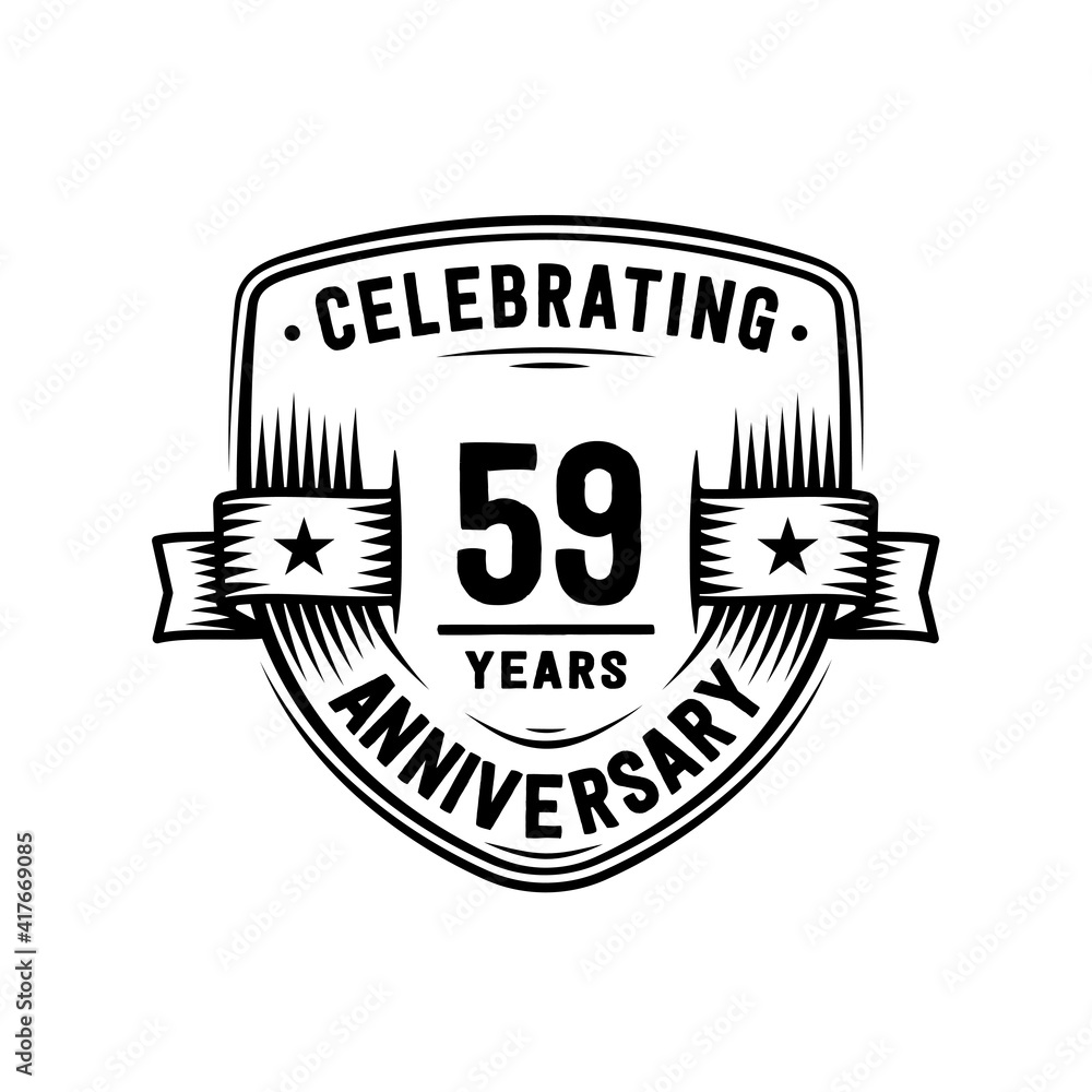 59 years anniversary celebration shield design template. Vector and illustration 59 years anniversary celebration shield design template. Vector and illustration