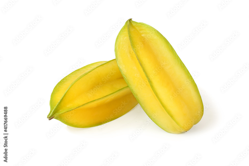 Two ripe averrhoa carambola isolated on white Two ripe averrhoa carambola isolated on white