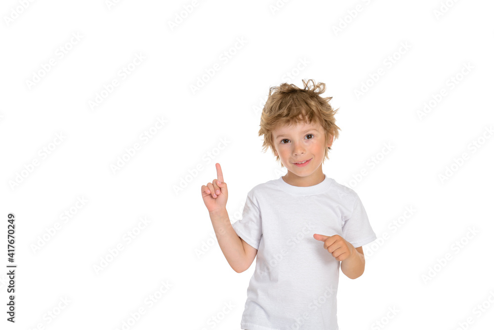 Portrait of a smiling little boy on a white background Portrait of a smiling little boy on a white background