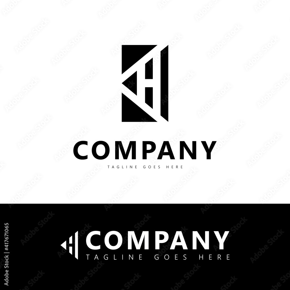 Fototapeta premium Abstract Initial Letter H Logo. Geometric Shape isolated on White Background. Usable for Business and Branding Logos. Flat Vector Logo Design Template Element. 