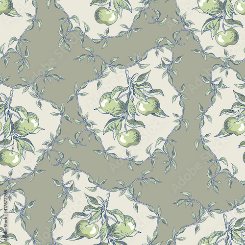 Apple Damask Seamless Pattern