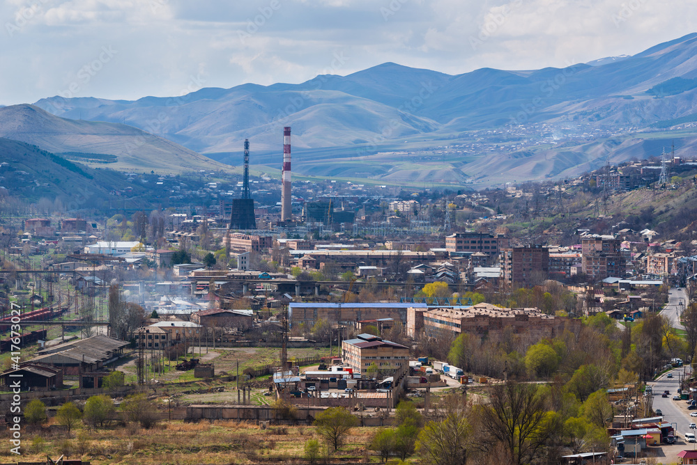 Panoramic view of the outskirts of Vanadzor, Armenia