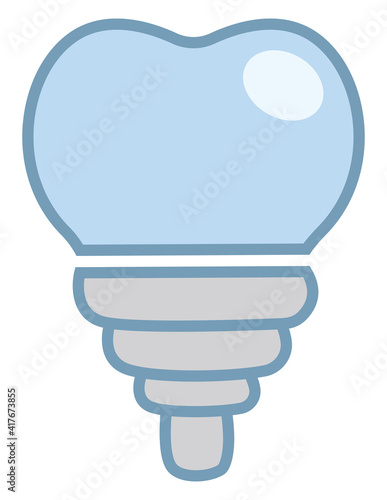 Dental implant, illustration, vector on white background.