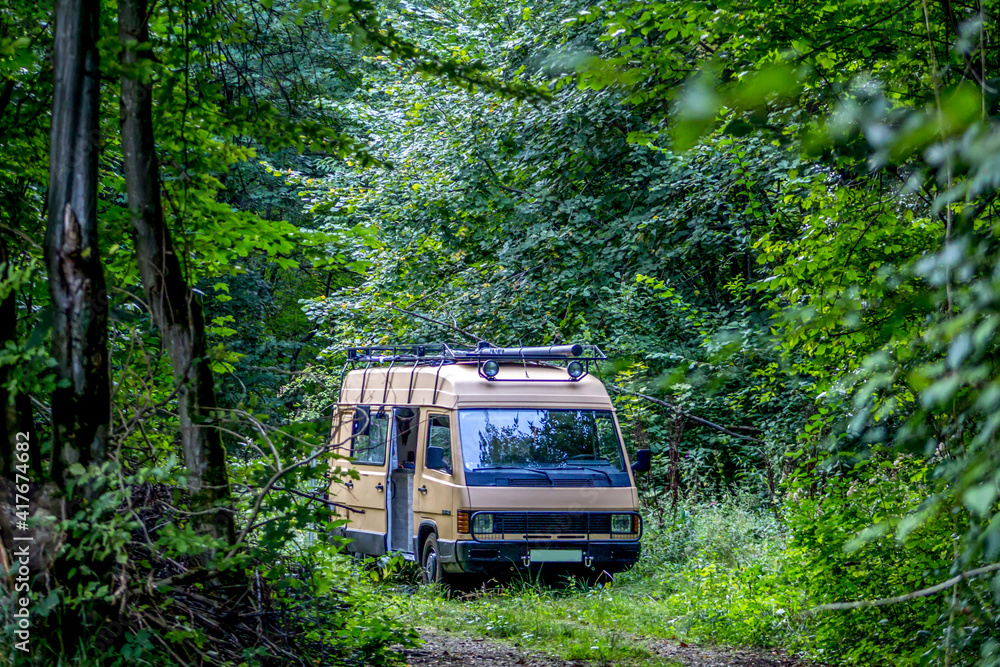 camper van in the forest camper van in the forest