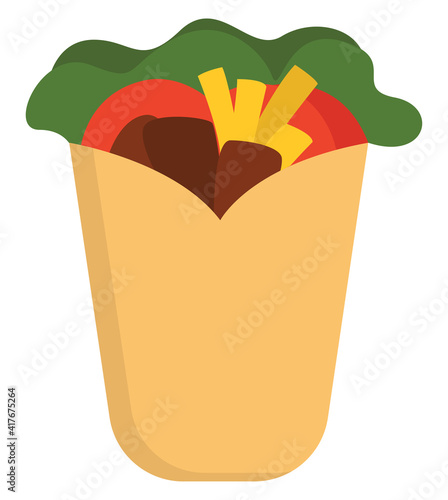 Delicious gyros, illustration, vector on white background.