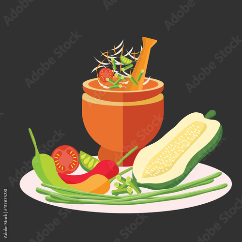Papaya salad vector, vector element file
