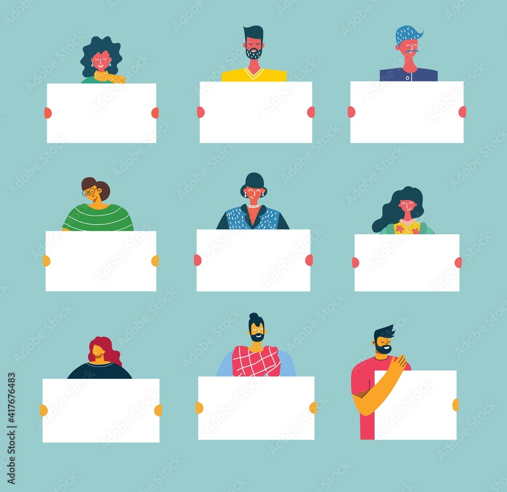 Vector illustration of people with banner for use in advertising, presentations, brochures, blogs, documents and forms Vector illustration of people with banner for use in advertising, presentations, brochures, blogs, documents and forms