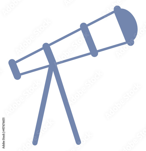 Star gazing trough telescope, illustration, vector on white background.