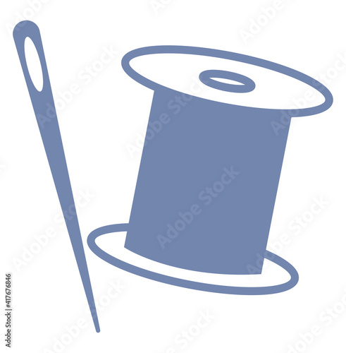 Sewing kit, illustration, vector on white background.