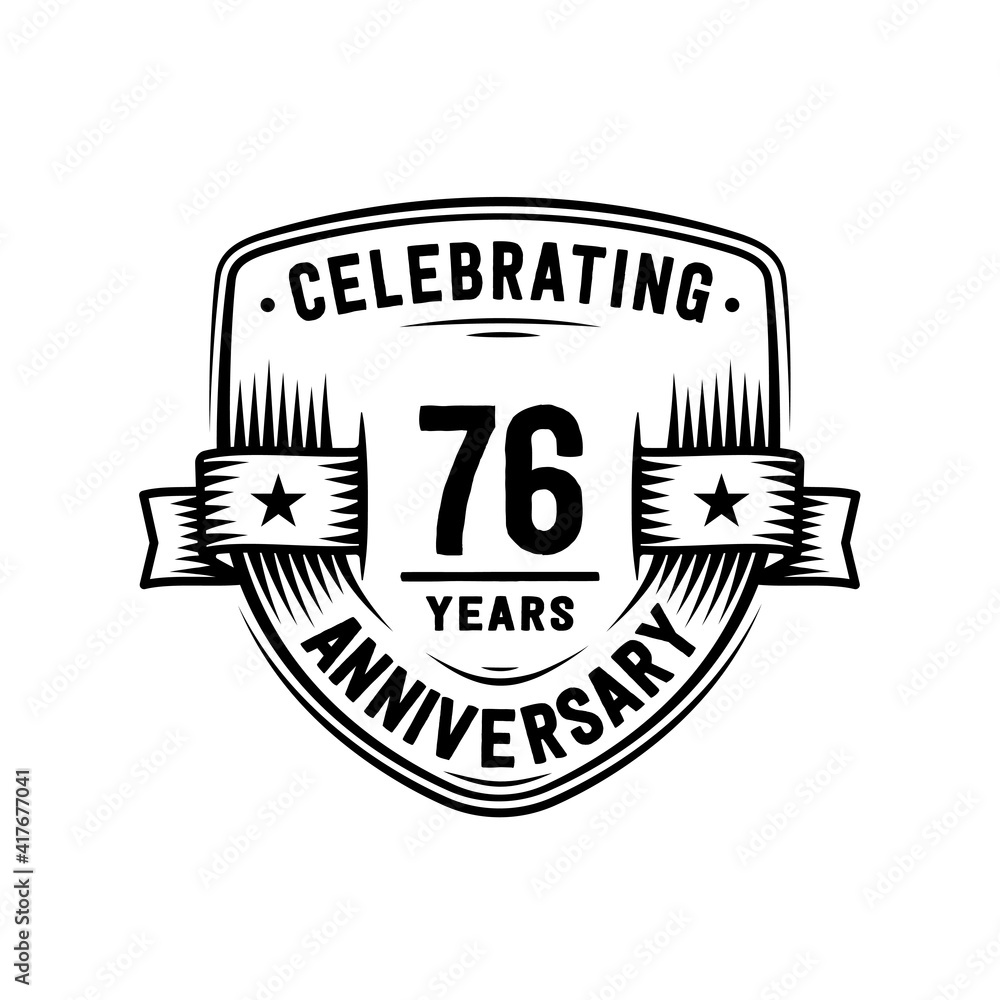 76 years anniversary celebration shield design template. Vector and illustration 76 years anniversary celebration shield design template. Vector and illustration