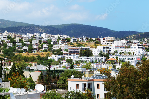 The view on traditional white buildings, Bodrum, Turkey