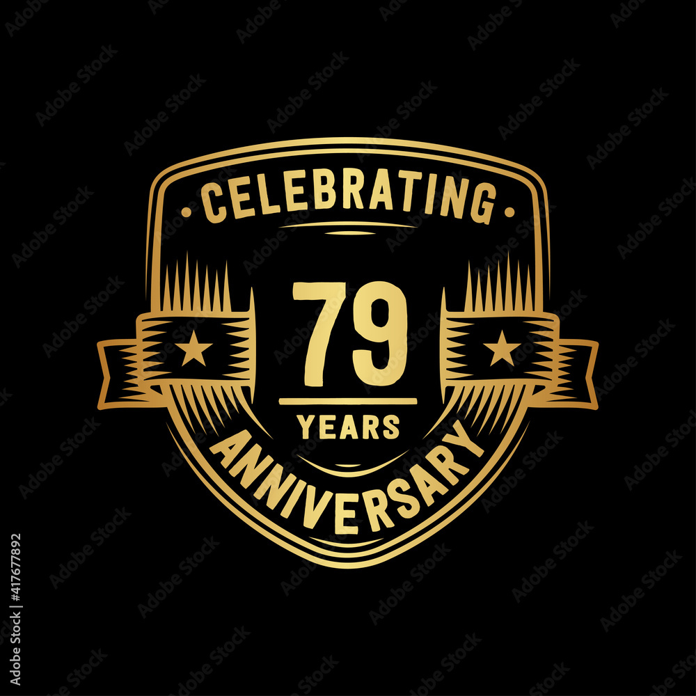 79 years anniversary celebration shield design template. Vector and illustration 79 years anniversary celebration shield design template. Vector and illustration