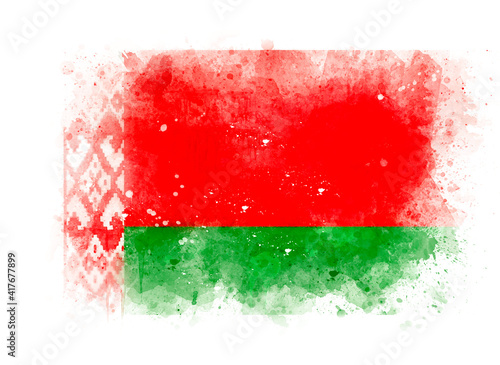 Flag of Belarus as watercolor illustration.