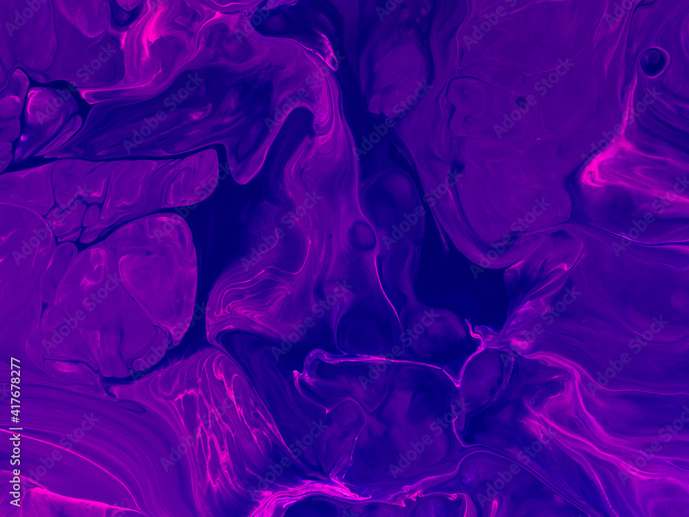 Fototapeta premium Neon blue and purple creative abstract hand painted background, marble texture, abstract ocean