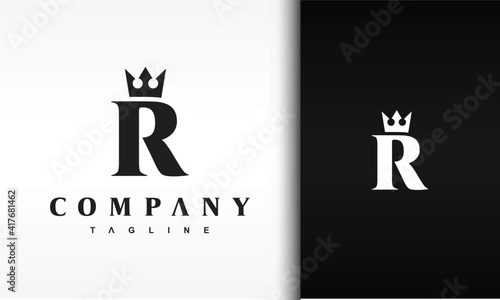 initial R elegant crown logo