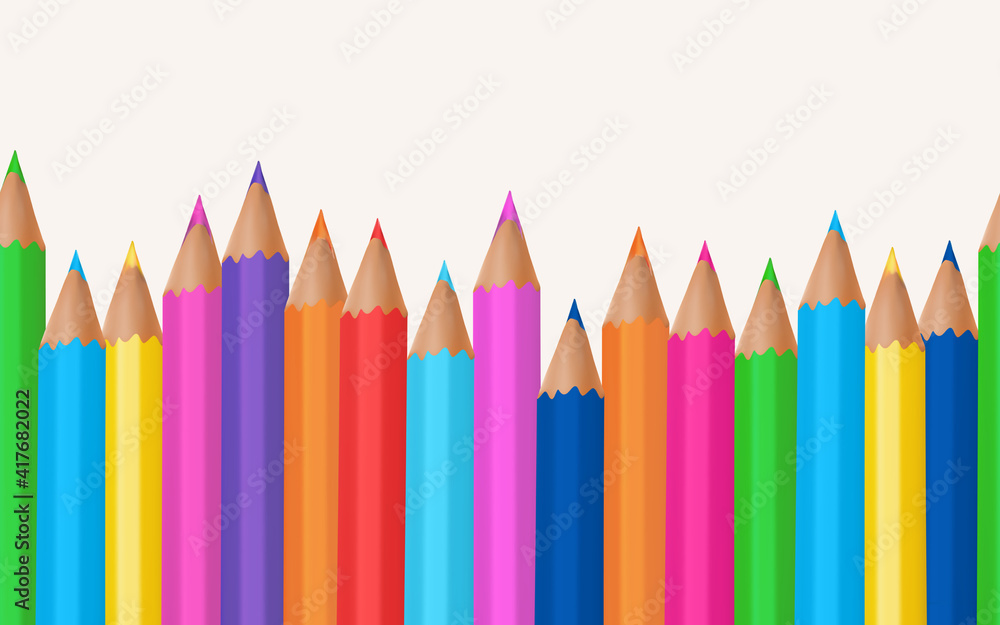 Pencil seamless pattern in a realistic style. Bright design. Vector illustration. Pencil seamless pattern in a realistic style. Bright design. Vector illustration.