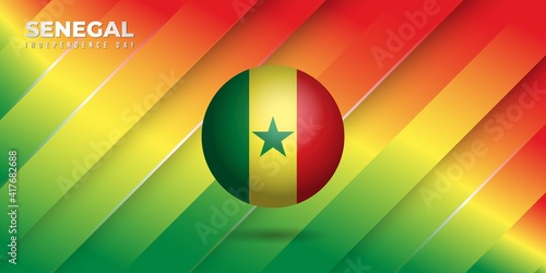 Background with red yellow and green design. Senegal Independence Day background with senegal ball.