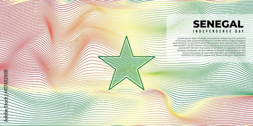 Background with red yellow and green design. Senegal Independence Day background with green star design.