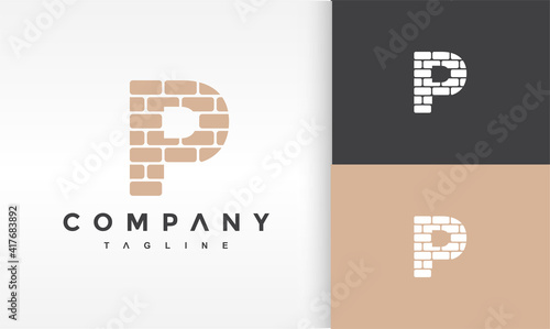 initials P brick logo