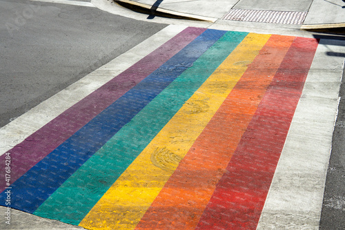 Obraz na plátne Rainbow Crosswalk in Key West on Duval Street