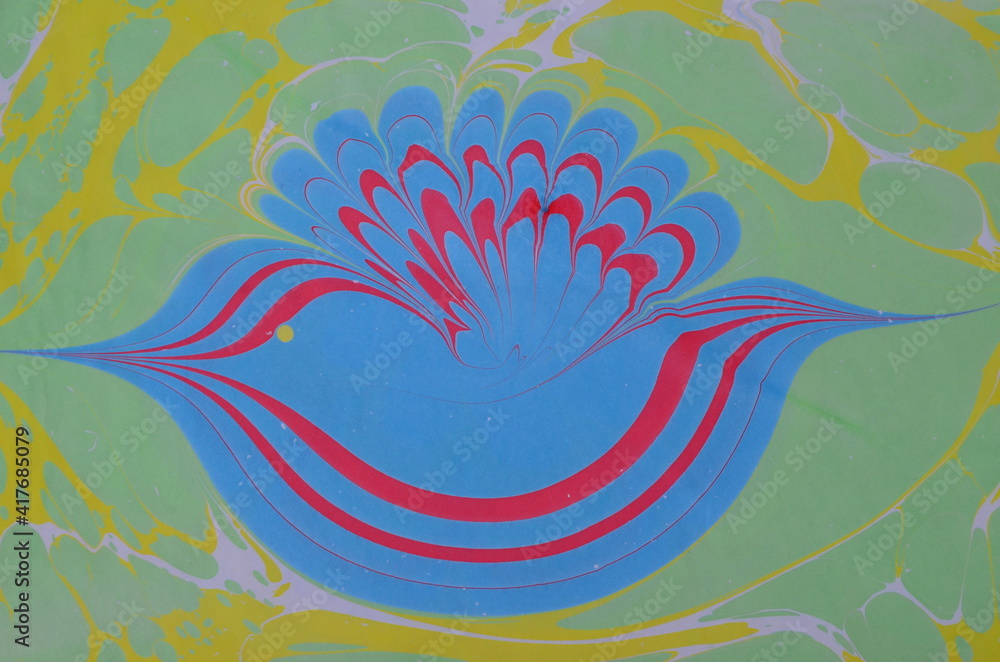 Obraz premium EBRU- Ancient oriental drawing technique. Natural Luxury. Style incorporates the swirls of marble or the ripples of agate a luxe effect. Traditional Ottoman Turkish marbling art. abstract background
