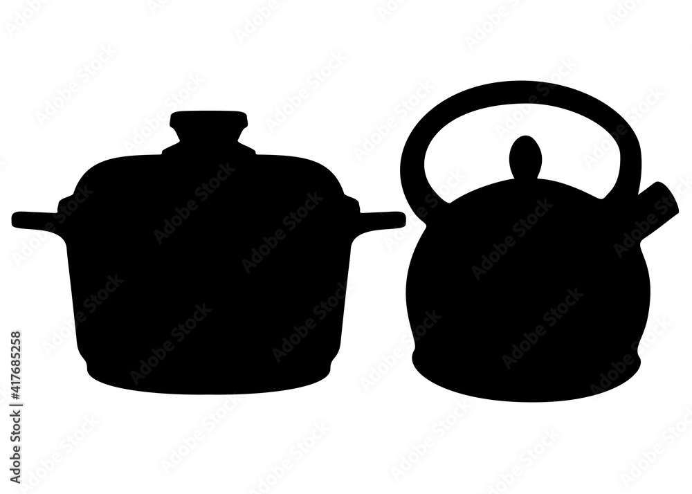 Obraz premium Pot and kettle included. Vector image.
