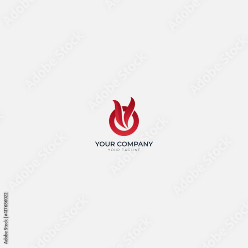 simple Flame and ozone letter O logo