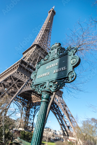 Bild auf Leinwand The Eiffel Tower and the Avenue Gustave Eiffel both located in Champ de Mars, Paris France