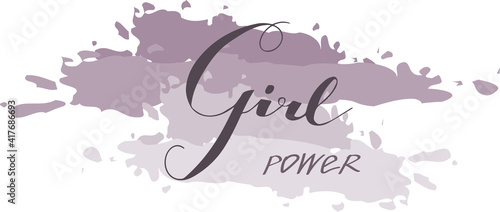 watercolor banner girl power. Vector lettring