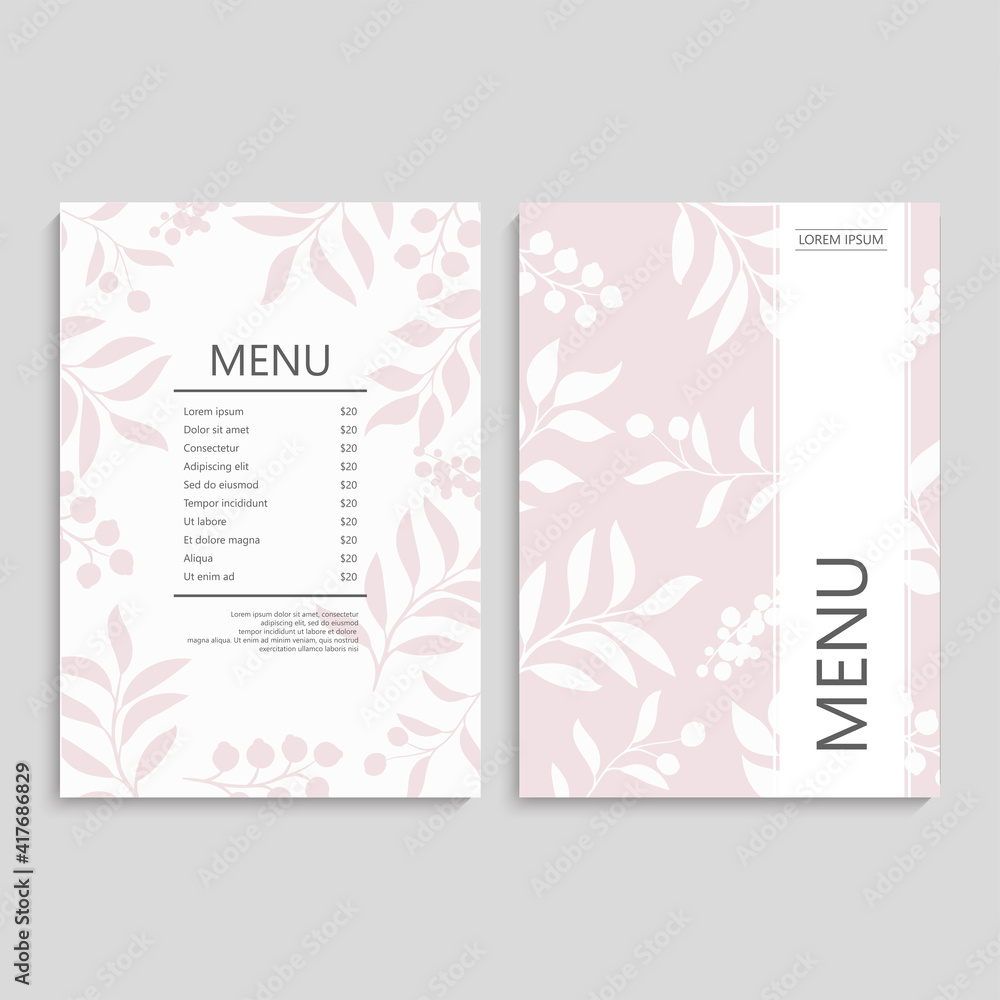 Beautiful floral menu template cards