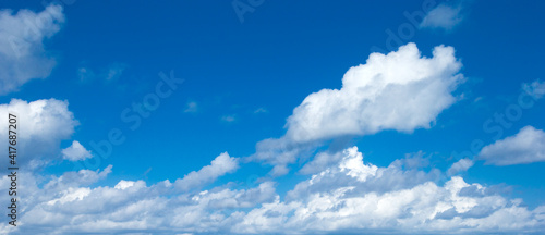 Photography blue sky background with tiny clouds