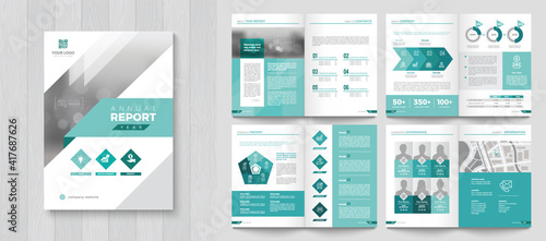Corporate Annual Report with a cover. Brochure, Folder, Presentation, Leaflet. A4 format.
