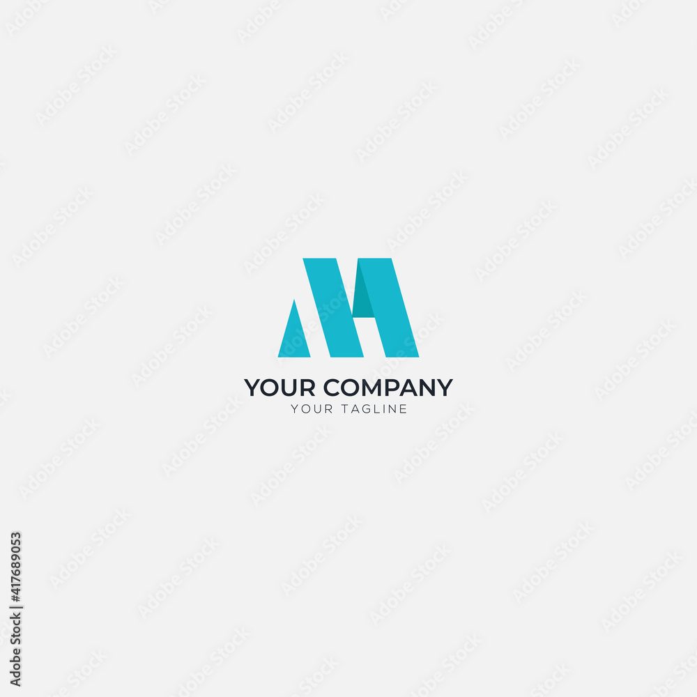 blue modern letter M H logo design blue modern letter M H logo design