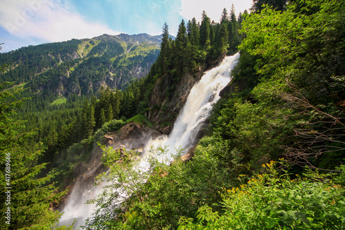 krimml waterfall mountains sky green mighty austria vacation photo
