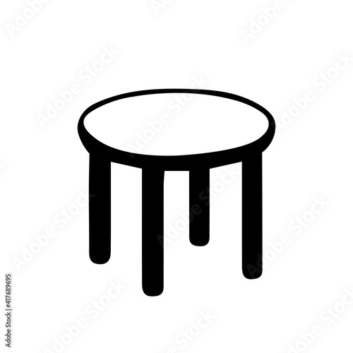Black Vector outline illustration of a table isolated on a white background