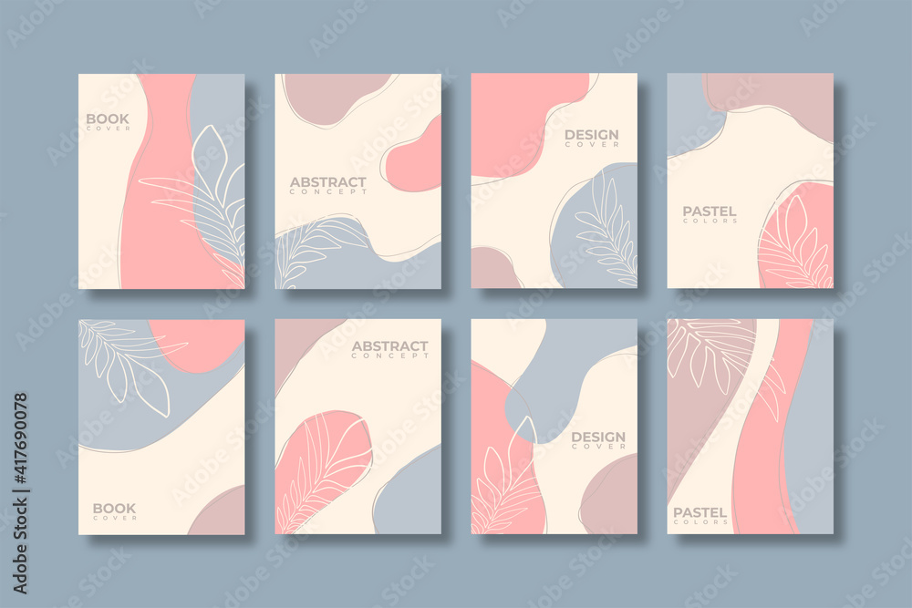 Set of cover design template in abstract painted style with pastel colors