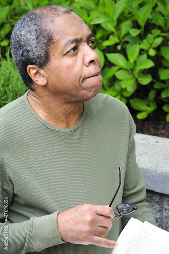 African american male senior expressions.