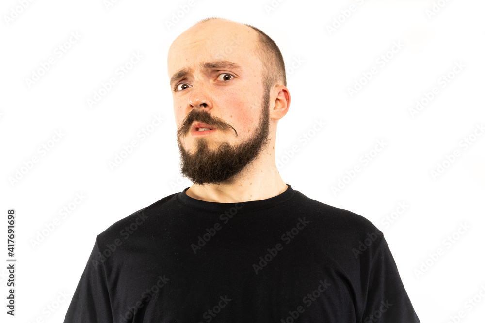 In each photo in the series, the man shows different emotions.