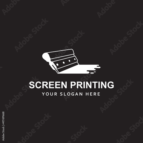 silk screen printing icon with squeegee isolated on black background